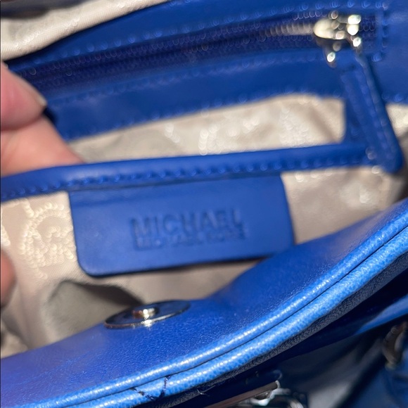 Michael Kors Leather Quilted Blue Satchel - Picture 11 of 13
